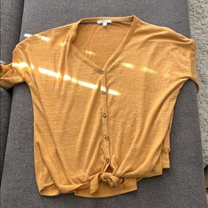 Mustard tie front blouse